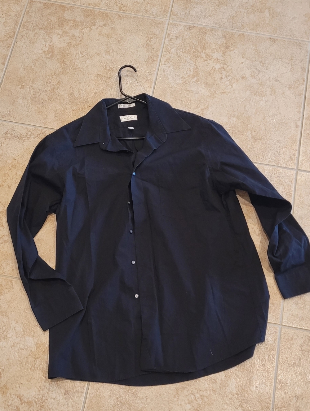 Men's Van Heusen Black Dress Shirt 16 1/2 Large